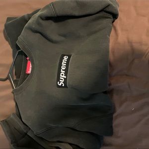 2003 Supreme navy on navy box logo crewneck